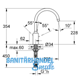 GROHE Kchenarmatur Eurosmart Cosmopolitan C-Auslauf drucklos, Chrom
