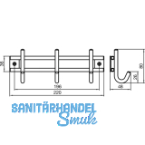 Garderobenleiste Satis mit 4 Haken, Breite 300 mm, Edelstahl gebrstet
