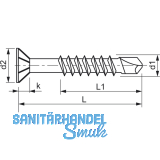 Holzbohrschraube Senkkopf 4.5X 45/30 Torx 20 Edelstahl A2