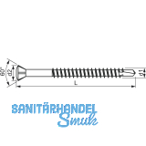Holzbohrschraube 3.2x 35 Torx 10 verzinkt-blau mit Zierkopf