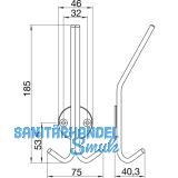 Huthaken Kabah mit Platte  46 mm, H 185 mm, T 40,3 mm, Edelstahl gebrstet