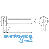 ISO7380-2 M 5x 16 Edelstahl A2 Linsenschraube mit Flansch und Innensechskant