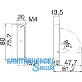 Klapphaken Votan zum Einlassen - 1 Haken, Hhe 80 mm, ZN verchromt poliert