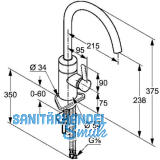 KLUDI Kchenarmatur E-Go opto-elektronisch Batteriebetrieb druckfest, Chrom