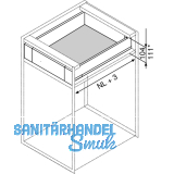 BLUM LEGRABOX pure SET H M, TIP-ON, 70kg, NL 600, INOX