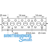 Lochband 25mm verzinkt 10 Meter auf einer Rolle in Plastikbox