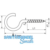Lusterhaken mit Holzgewinde 4.8x 60 verzinkt-blau