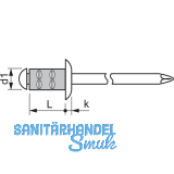 Mehrbereichsniete Flachrundkopf 4.0x10 Aluminium mit Edelstahldorn