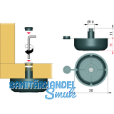 Mbelgleiter Inbus verstellbar  50 mm, Hhe 44 mm, Kunststoff schwarz