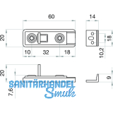 Mbelriegel gerade, 20x60, silberfarbig