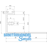 Gegen - Griffleiste zum Einnuten, L - 2600, Aluminium silber eloxiert