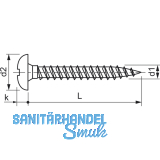 S-Spanplattenschraube Halbrundkopf 5.0x 55 Vollgewinde Torx 25 verzinkt-blau