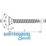 Spanplattenschraube Senkkopf 4.0x 20 Vollgewinde Pozidriv 2 Edelstahl A2