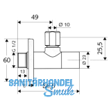 Design-Eckregulierventil Stile, Messing verchromt