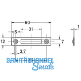 Schlieblech eckig, 60x12 mm, Stahl vernickelt