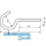 Schraubhaken mit metrischem Gewinde gebogen M 5x60 verzinkt-blau