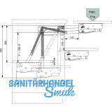 Parallel-Schwenkmechanik PSM 1128, Einbauhhe 505 mm Stahl wei lackiert