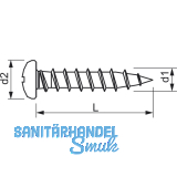 SFS-SPT/14 Beschlagschraube Halbrundkopf 4.3x20 PH 2 Stahl silber f.Kunststoffpr
