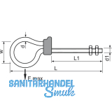 Sicherheitsschaukelhaken metrisches Gewinde M12x160 verzinkt-blau TV-geprft