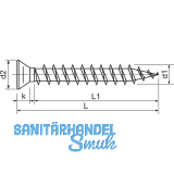 SPAX kleiner Senkkopf 4.0x 30 Vollgewinde Pozidriv 2 Kopf  7mm verzinkt-blau