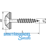 Spenglerschraube 4.5x100 TX20 Edelstahl A2 mit Dichtscheibe  15mm vormontiert