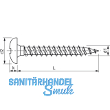 Spanplattenschraube Halbrundkopf 4.5x 30 Vollgewinde Torx 20 Edelstahl A2