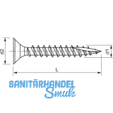 Spanplattenschraube Senkkopf 4.0x 20 Vollgewinde Doppelganggewinde verzinkt-blau