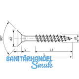 Spanplattenschraube Senkkopf 6.0x140 Teilgewinde Torx 25 Edelstahl A2