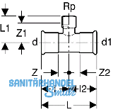 Geberit Mapress C-Stahl T-Stck m.Abg.