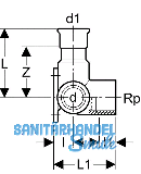Geberit Mapress Edelstahl Deckenwinkel