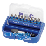 BOHRCRAFT Bit Satz Pozidriv mit Bithalter 10-teilig Box farbliche Kennzeichnung