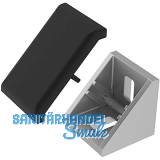 FATH Zinkwinkel 30 x 30 mm pulverbeschichtet alufarbig inkl. Abdeckkappe Nut 6