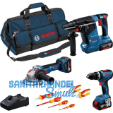 BOSCH Akku-Set GSB + GBH + GWS + Werkzeugset 18 Volt / 3 St�ck 5Ah