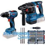 BOSCH Akku-Set GSR + GBH + Bit-Bohrerset 18 Volt