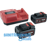 FLEX Akku-Starterset 55 R 18 Volt / 2x 5,0 Ah Akkus und Ladeger�t