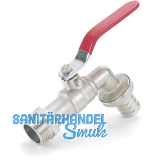 REHAU Wasserhahn mit Kugelventil 3/4 Zoll, Messing matt verchromt