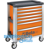 BETA Werkzeugwagen C39O Aluminium orange 800 x 500 x 971 mm 7 Schubladen