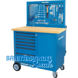 GEDORE Rollwerkbank BR1504 1100 x 550 x 985 mm mit R�ckwand+Haken 7 Schubladen