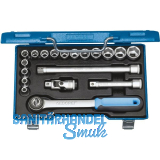 GEDORE Steckschl�ssel-Satz 19JMU-3 1/2"vierkant mit Umschaltknarre 19-teilig