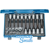 GEDORE Steckschl�ssel-Satz 19TX 20 1/2"u. 1/4"vierkant Torx� 34-teilig