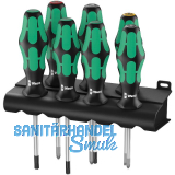 WERA Schraubendreher-Satz 335/350/367/7+Rack Schlitz/PZ/PH/Torx�7-tlg
