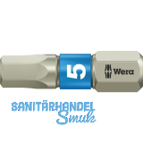 WERA Bit-Einsatz Edelstahl 3840/1TS 1/4"sechskant 5.0/25 mm Innensechskant
