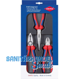 KNIPEX Zangenset Montage 3-teilig Kombizange, Flachrundzange, Seitenschneider