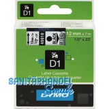 Dymo-Kassetten Beschriftungsband D1 schwarz/wei� Breite 12 mm L�nge 7 m