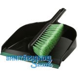 MASTA Kehrgarnitur-Set Kunststoff Schaufel mit Gummilippe + Feger schwarz / gr�n