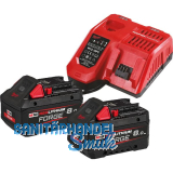 MILWAUKEE Akku-Starterset 2 x 18V / 8,0 Ah Schiebe-Akkus u. Ladeger�t M12-18 FC