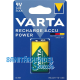 VARTA Batterie Recharge Akku Power 6F22 9 Volt 200 mAh (1 St)