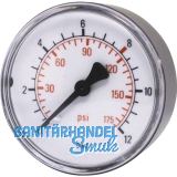 ELMAG Druckluft Manometer 50 mm 0 - 10 bar mit Au�engewinde hinten 1/8"