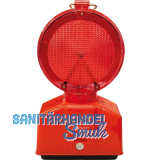 LED-Baustellenleuchte rot/transparente Linse mit Blink- oder Dauerlicht