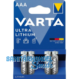 VARTA Batterie Ultra Lithium LR03/AAA 1,5 Volt (4 St)